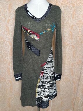 Patchwork and embroidery knit dress by Forla Paris